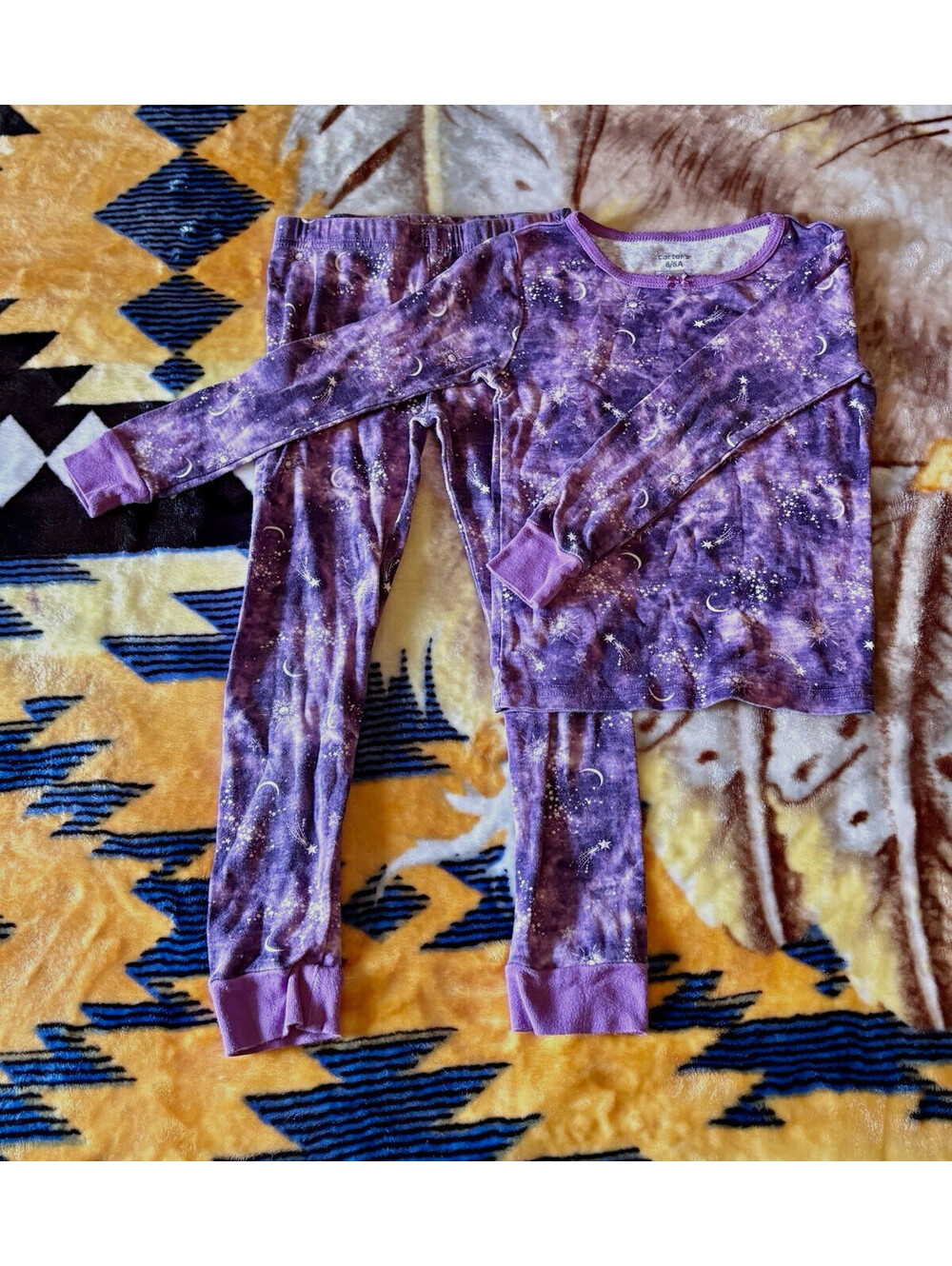 Carter's Girls Purple Galaxy Constellation 2-Piece Pajama Set Size 6/6A